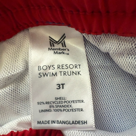 Vibrant Blue Kids Swim Trunks with Red Accent - Picture 6 of 9